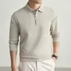 Sudadera para Hombre 2026 Otoño e Invierno Nuevo Estilo Media Cremallera Cuello Camisero Manga Larga Casual Camiseta para Hombres de Mediana Edad y Mayores