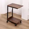 Mesa Auxiliar Lateral de Sofá Móvil Simple de Doble Capa Tipo C con Marco de Metal y Ruedas Mesa para Sofá de Sala de Estar Mesa de Esquina