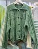 Suéter de Crochê com Gola de Lã de Alpaca Feminino Solto de Comércio Exterior Cardigan Transfronteiriço Outono e Inverno Tops e Jaquetas Roupas Femininas Atacado