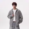 Sudadera cárdigan de estilo americano de moda para pareja, tejida, chaqueta con capucha casual, top versátil de nicho para hombre, diseño retro
