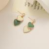 Pendientes de plata s925 con forma de gota de aceite, de doble color, con forma de corazón asimétrico y contraste de colores para mujer.