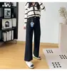 Perfeito para baixinhas! Novos jeans retos de outono para mulheres, com elasticidade em quatro direções, cintura alta, modelagem que afina a silhueta, barra larga, calça cigarette cropped