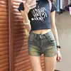 Shorts de Mezclilla Americanos de Tiro Alto para Mujer Verano 2025 Nuevo Nicho Tiro Alto Efecto Adelgazante y Alargador de Piernas Sexy Super Shorts