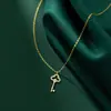 Collar con Colgante de Llave Incrustado con Diamantes Simple y Fresco de Plata S925 Nalan para Mujer, Cadena Clavicular de Moda Dulce y Elegante D8755