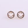 Brincos criativos de rosto sorridente estilo coreano moda simples diamante geométrico redondo menina brincos frescos brincos