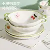Nueva Vajilla de Cerámica Linda y Dulce Estilo Ins para Mesa, Postre, Ensalada, Platos y Tazones, Color Bajo Esmalte, Restaurante, Té de la Tarde, Sesión de Fotos