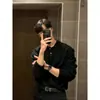 Suéter masculino de malha solta e confortável, novo e moderno Dongdaemun Coreia do Sul, gola polo de grife para homens