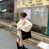 Ropa para mujer, estilo coreano Dongdaemun, alta calidad, corte holgado y diseño relajado, con un top de forro polar texturizado tipo borrego sintético