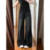 Jeans anchos negros y grises para mujer, nuevo estilo de verano, de tiro alto, corte holgado, talla grande, adelgazantes para cuerpo tipo pera, pantalones de pierna recta