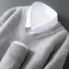 Suéter Grueso de Lana Pura para Hombre, Color Sólido, Otoño e Invierno, Casual de Negocios, Base Suelta, Nuevo
