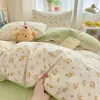 Juego de Tres Piezas de Gasa de Doble Capa para Cama de Dormitorio Estudiantil Sábana Funda de Edredón Individual para Cama de Dormitorio de Verano