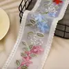 9cm Renda Bordada Multicolorida Fio Moldado Poliéster Dupla Face Flor de Ameixa Acessórios para Roupas Tecido para Casa Cortina Laço