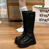Elegantes botas de suela gruesa estilo británico, botas altas para mujer, nuevo modelo verano 2026, botas de jinete que aumentan la altura y alargan las piernas para personas menudas