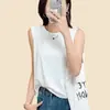 2026 Nuevo Modelo Chaleco de Color Sólido Completamente de Diamantes Cuello Redondo Elegante Moda Versátil Holgado Talla Extra Sin Mangas Camiseta Versátil Tendencia Ins