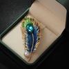 Broche de pluma de esmalte de estilo retro goteo de aceite de la Edad Media, personalidad femenina, accesorios para abrigo de traje, pin de joyería transfronterizo