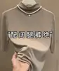 Camiseta negra de cuello alto medio, manga media para mujer, nueva colección otoño/invierno 2026, elegante y ajustada, top de capa base de manga de tres cuartos