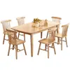 Mesa y Sillas de Comedor de Madera Maciza, Modernas y Sencillas, Adecuadas para Apartamentos Pequeños, Juego de Muebles de Mesa y Sillas de Comedor para el Hogar, Mesa de Comedor de Roble, Mesa y Sillas de Comedor de Madera Maciza