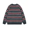 Ropa para Hombre North Boundary Marca de Moda Americana 2025 Otoño e Invierno Nuevo Suéter Rayado de Bloques de Color para Hombre Suéter de Punto de Cuello Redondo