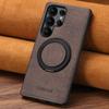 Adequado para Carregamento Sem Fio Samsung S26Ultra Capa para Celular S25 com Sucção Magnética Suporte Rotativo 360 graus Fivela de Anel Capa de Couro