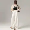 Foto real de pantalones de chándal para mujer estilo americano, nuevo modelo de otoño 2026, adelgazantes, con caída, holgados, de pierna recta, pantalones casuales de pierna curva
