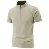 2026 Novo Estilo Zíper Meio Curto Manga Curta Masculino Alta Elasticidade Profissional Secagem Rápida Roupa Corrida Fitness Roupa Camiseta Esportiva Casual Masculina