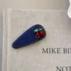 Tela de Mezclilla Azul Oscuro Pinza para el Cabello con Pedrería de Cereza Roja Pinza Lateral Linda Pinza para el Flequillo Pinza BB Pinza de Pato Nuevos Accesorios para el Cabello