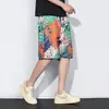 Shorts de Playa de Moda para Hombre Verano Casual Sueltos Florales Resistentes al Agua Tela de Hielo Fina Secado Rápido Largo hasta la Rodilla