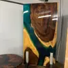 Mesa Grande de Madera Maciza de Nogal Sudamericano con Río de Resina Mesa de Comedor