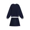 Sudadera Estilo Coreano Traje Casual 2025 Otoño Nuevo Puños a Cuadros Empalme Cuello Redondo Falda Corta Conjunto de Dos Piezas
