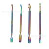 Color de Punto Titanio Empujador de Acero de Doble Cabeza Acero Inoxidable Empujador de Doble Propósito Removedor de Uñas Suministros para Manicura Herramientas Empujador de Uñas Púa Empujador de Piel Muerta