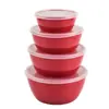 Tazón de ensalada de plástico Horneado Mezcla Cocina Lonchera Juego de 4 piezas con tapa de plástico Caja de almacenamiento