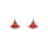 Pendientes pequeños tipo falda Bvlgari chapados en oro rosa de 18 quilates, pendientes pequeños con forma de abanico con colgantes de nácar blanco natural