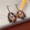 Brincos de Franja Gota d'Água com Cristal de Zircônia Agulha de Prata Luxo Acessível Brincos Requintados de Ponta Estilo Étnico Retrô Brincos de Nicho