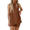 Comercio Electrónico Transfronterizo Amazon 2026 Cómodo Moderno para Mujer Casual sin Mangas Cuello Redondo Camiseta Holgada Pantalones Cortos con Cintura Elástica