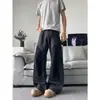 Jeans Vintage Lavados Retro Americanos con Bigotes y Tachuelas Pantalones de Corte Limpio Holgados Rectos de Pierna Ancha