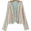 Verano y Otoño Estilo Coreano para Mujer Hueco Algodón Flor Redonda Crochet Camisa Cárdigan Chaleco Encaje Bordado Manga Larga Delgada Top para Viajar