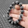 Pulsera de eslabones de carretera inocente de tres ojos roja y blanca pulsera de cuentas de dinero de seis hijos de ágata negra pulsera de ágata copo de nieve búsqueda