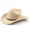 Chapéu de Cowboy Ocidental Clássico Chapéu de Copa Alta de Alta Qualidade Chapéu de Cavaleiro Europeu e Americano Moda Masculina e Feminina Mais Fácil de Combinar Chapéu de Proteção Solar