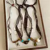 Bufanda de Seda Minimalista Estampado Paisley, Collar de Piedra Ojo de Tigre Flor Gota de Agua para Mujer, Cadena para Clavícula de Moda Versátil de Lujo Ligero