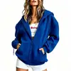 Cardigan Moletom com Capuz Cruzado Amazon Site Independente Outono e Inverno Cor Sólida Zíper Camisa Top Esportivo