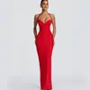 Vestido de Noche Sexy de Color Sólido sin Espalda, Ajustado al Cuerpo, sin Mangas, con Escote en V Profundo, Huesos, Estilo Halter, para Chica Sexy