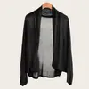 Chal cárdigan de punto casual estilo francés de seda helada para mujer, chaqueta fina de manga murciélago para primavera y otoño, chaleco protector solar para aire acondicionado