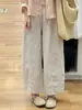 Calça Pantalona Feminina de Linho Tencel, Verão Fina de Cintura Alta Emagrecimento Caimento Relaxado Casual Reta Cropped para Mulheres Baixas