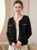 Nuevo Cárdigan de Punto de Cachemira Otoño/Invierno 2026 para Mujer, Abrigo Suéter de Manga Larga, Bloque de Color Cuello Redondo, Top de Estilo Elegante