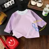 Camiseta Infantil Estilo Coreano Color Block Manga Longa Raglan Estilo Primavera e Outono para Meninos Meninas Bebês Respirável Camada Base Versátil Roupa Infantil
