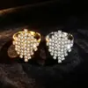 Comércio Exterior Transfronteiriço ins Estilo Frio Geométrico Anel de Strass Moda Alto Padrão Europeu e Americano Atacado Anel de Dedo Cravejado com Diamante Anel Mulheres