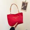 Bolso de Lona a Cuadros de Doble Cara Moderno y Sencillo para Mujer, Bolso Pequeño para el Trabajo, Bolso de Mano Casual Retro de Moda con Contraste, Venta al por Mayor