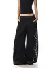 Comercio Electrónico Transfronterizo Retro Americano Lunares Estampado de Letras Pantalones de Mezclilla para Mujer Estilo Primavera y Otoño Calle Alta Sueltos Adelgazantes Pantalones de Pierna Ancha