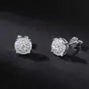 Pendientes de Tuerca de Moissanita Completa Más Vendidos Pendientes Joyería Plata de Ley S925 Personalidad Hip Hop Europeo Americano Pendientes de Tuerca Adornos para Orejas Mujeres