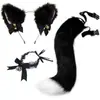 Set de Orejas y Cola de Gato Zorro Japonés Hecho a Mano Cosplay Accesorios de Chica Gato Correa de Cola para Cosplay Diadema de Orejas de Gato